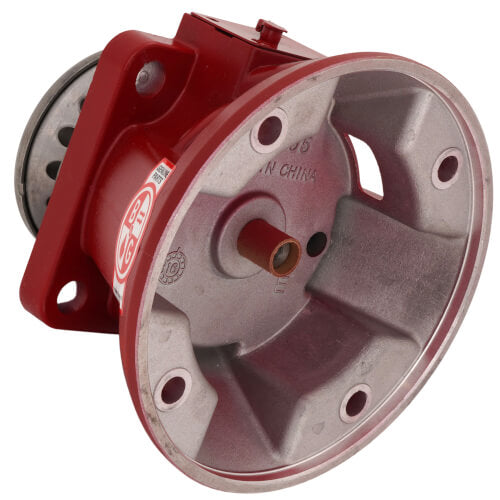 Red and gray bell & gossett bearing assembly with mounting bracket and four bolt holes.
