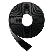 Black rubber anti-splinter strip coiled with angled end attachment.
