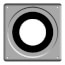 White square wall plate with black circular opening for Rinnai retrofit installation.
