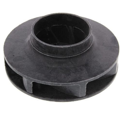 Dark gray Noryl plastic pump impeller with central hub and curved blade design for Bell & Gossett pumps.