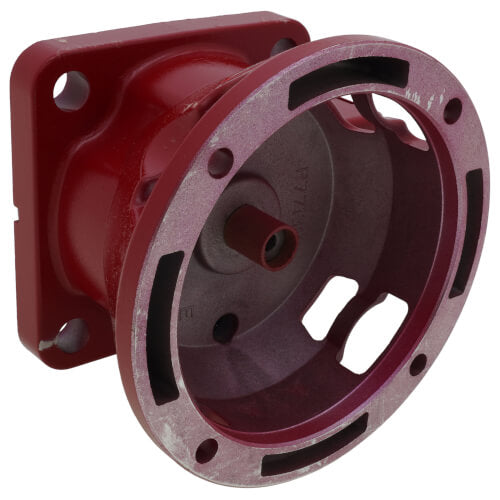 Red cast iron bearing assembly with cylindrical housing, mounting flange, and internal wear ring.