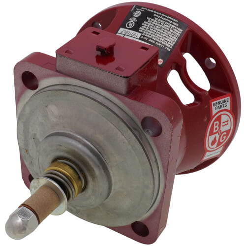 Red Bell & Gossett bearing assembly with gray metal housing, brass shaft collar, and mounting holes for HV and 2 inch series 