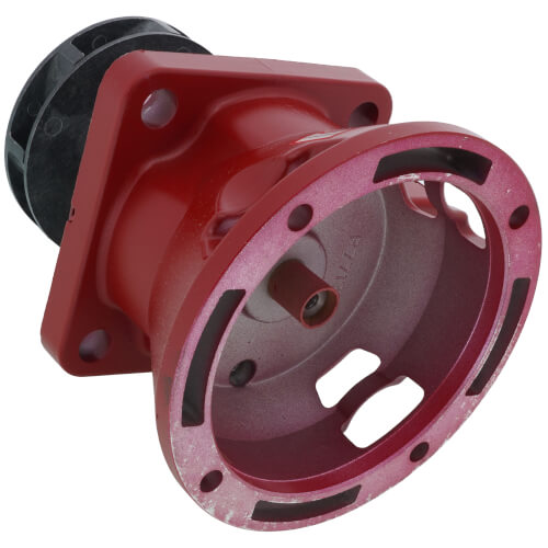 Red bearing assembly with black impeller and mounting flange with bolt holes for pump installation.