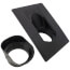Black metal roof flashing bracket with rubber gasket ring for steep pitch installation.