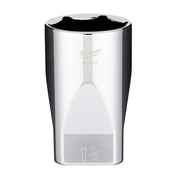 Chrome deep socket with 1/2" drive and 1-1/2" depth, branded Milwaukee with model number 45-34-2107.