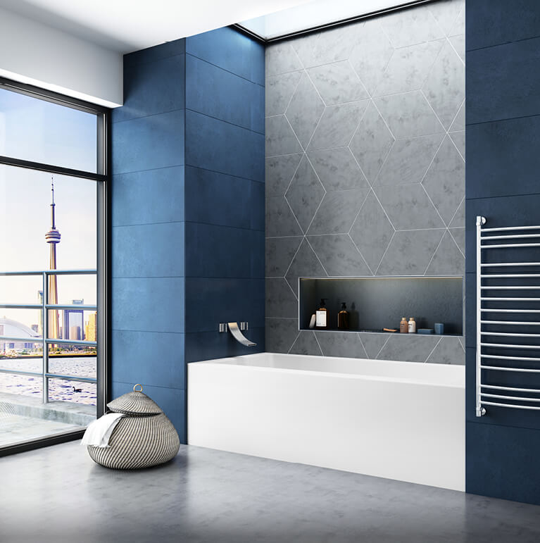 Bain Ultra Bain De Ville 6030 Rectangular Alcove 1-Person 39 Gallon 42 Jet Thermomassuer Bathtub with 1-1/2" Standard Deck Heated Backrest and Right Waste in Biscuit - BBVBRA0RT-02