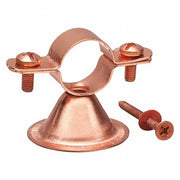 Copper bellhanger with 3/4-inch diameter opening, mounting base, and two copper screws included.
