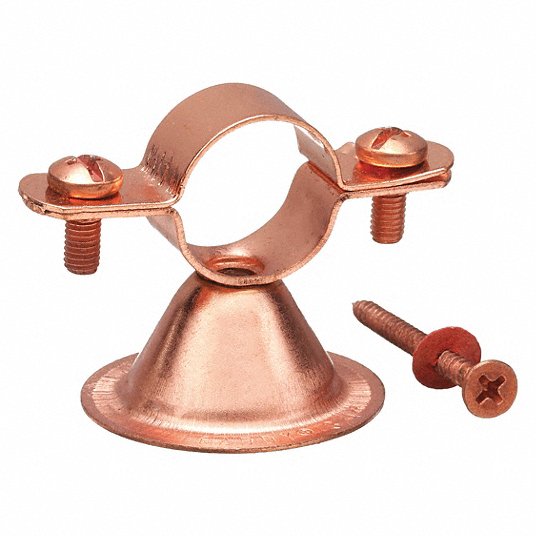 Copper bellhanger with 3/4-inch diameter opening, mounting base, and two copper screws included.