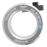 Milwaukee 400 MCM Cu THHN/XHHW bushing with gray metal ring, blue indicator dot, and black attachment tabs.