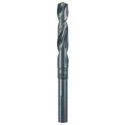 Black oxide twist drill bit with fluted design and cylindrical shank for standard chuck mounting.