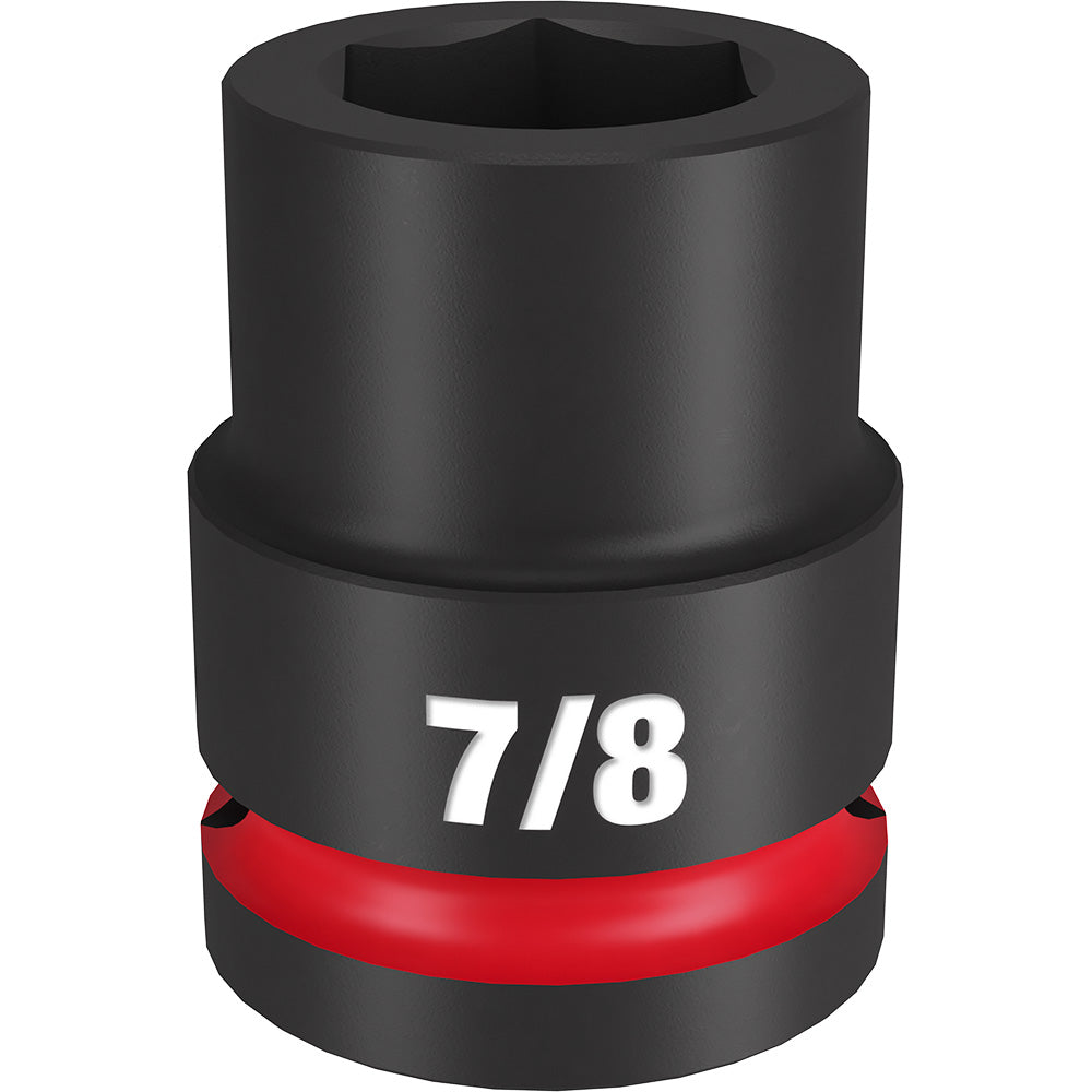 Black impact socket with 7/8" size marking and red band, 6-point hexagonal drive for 3/4" drive tools.