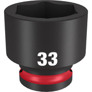 Black socket with "33" marking and red grip band, hexagonal opening visible from top.