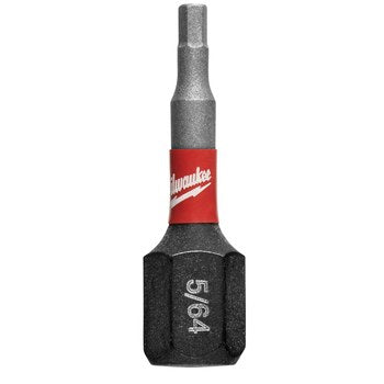 Milwaukee Shockwave Impact hex 5/64 in. insert bit with red band and black body.