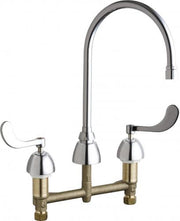 Chicago Faucets 201 Series 8 in. Spout Deck-Mounted Two Handle Manual Faucet with 8 Inch Centers in Polished Chrome - 201-AG8AE35-317VAB