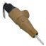 Brass temperature and pressure relief valve with 3/4 inch connection and black handle.