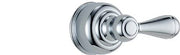 Chrome metal lever handle kit with cylindrical knob and decorative trim ring.