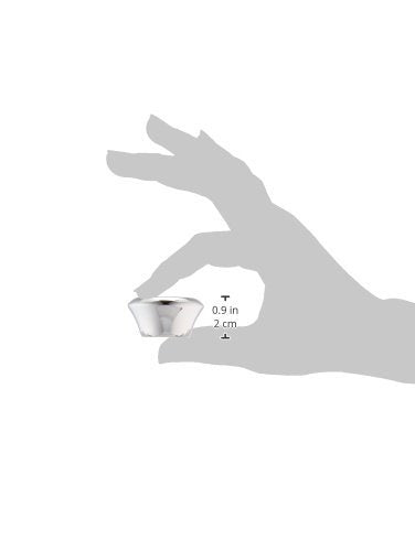 Chrome faucet aerator with 0.9 inch diameter shown in hand for scale.