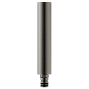 Cylindrical steel shower column extension in luxe steel finish with threaded connection at base.