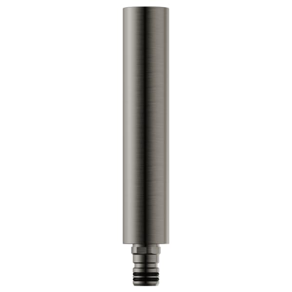 Cylindrical steel shower column extension in luxe steel finish with threaded connection at base.