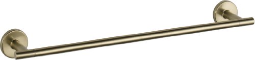Brushed champagne bronze towel bar with circular wall mounts on each end.
