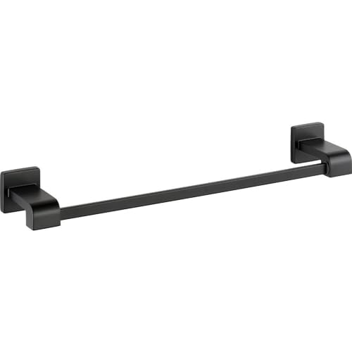 Black metal towel bar with square wall-mounted brackets on each end.