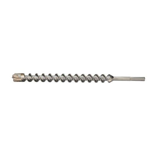 Milwaukee SDS-Max rotary hammer drill bit with spiral flutes and carbide tip for concrete drilling.