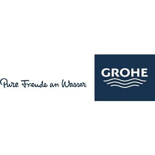 Grohe logo and "Pure Freude an Wasser" tagline on dark blue and white background.