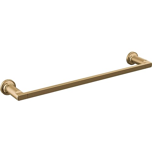 Champagne bronze towel bar with cylindrical end caps and rectangular bar mounted horizontally.