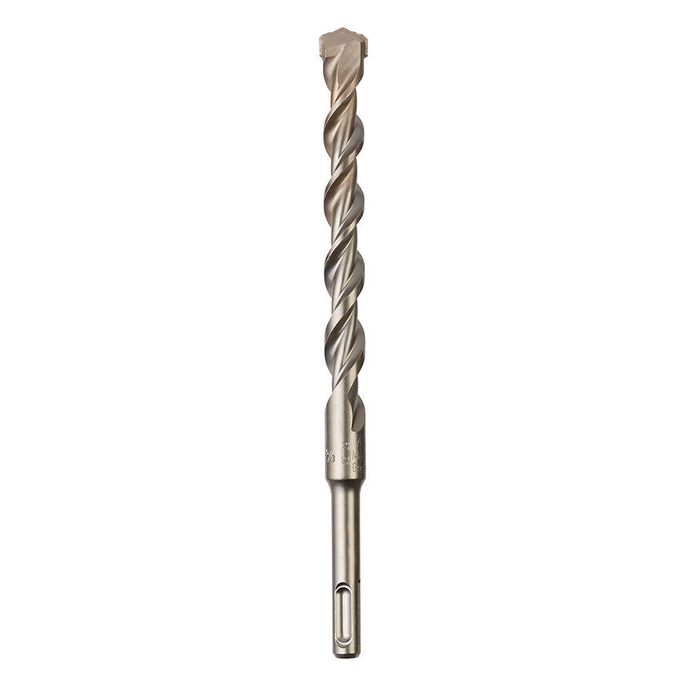 Milwaukee SDS-Plus two-cutter masonry bit with twisted flutes and carbide tip, 5/8 inch diameter.