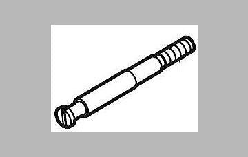 Chrome stem extender with ridged grip handle and threaded connector end.