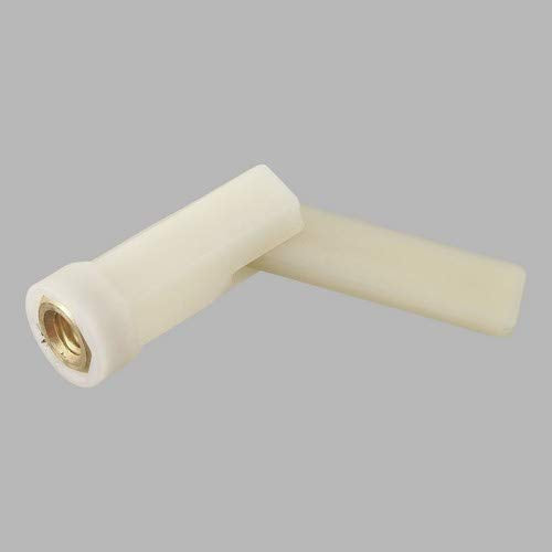 White plastic wrench assembly with brass fitting and angled handle design.