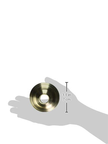 Champagne bronze circular shower flange with 3.1 inch diameter, shown with size reference on hand.