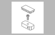 Three-piece plumbing hardware set with end cap, screw, and elbow connector in bronze finish.