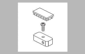 Three-piece plumbing hardware set with end cap, screw, and elbow connector in bronze finish.