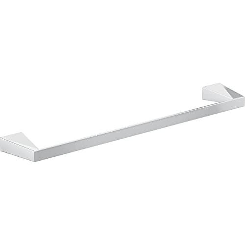 Polished chrome towel bar with angled mounting brackets on each end.