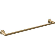 Champagne bronze towel bar with cylindrical end supports and rectangular rod.