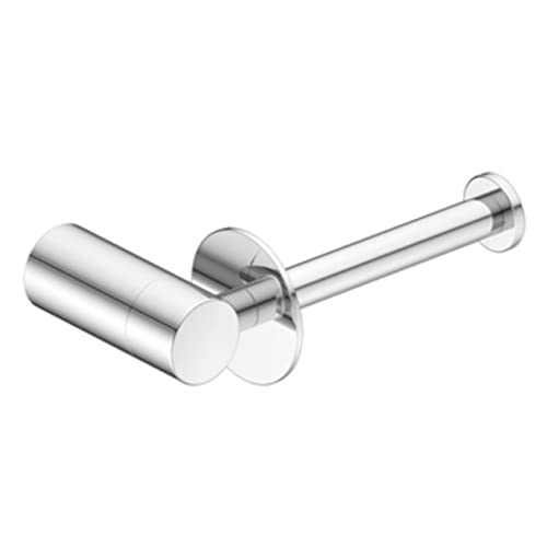 Chrome paper holder with cylindrical roll mount and horizontal rod arm with wall bracket.