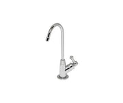 Matte black cold water faucet with curved spout and single lever handle on white background.