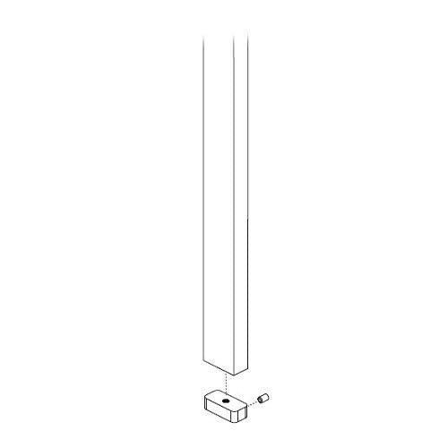 Chrome slide bar with vertical rails and rectangular mounting bracket at base.