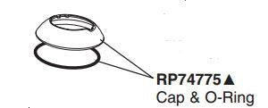Brushed nickel cap and o-ring component for Brizo Odin faucet with assembly pointer.