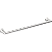 Polished chrome 24-inch straight towel bar with angular mounting brackets on each end.
