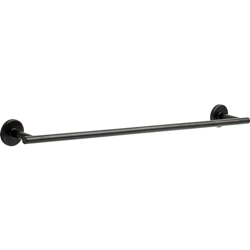 Black metal towel bar with round wall-mounted fixtures at each end.