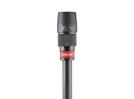 Black 6-inch hex extension with textured grip band and red QUIK-LOK connector at base.