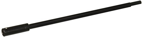 Black metal bit extension with 3/8 inch hex socket on one end and tapered shaft.