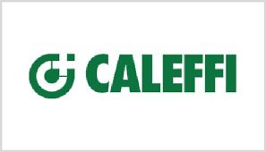 Caleffi logo with green text and circular icon on white background.