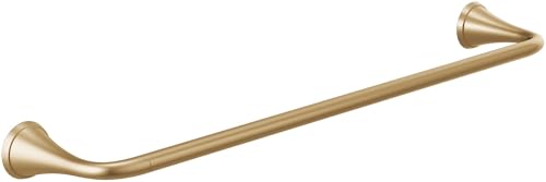 Champagne bronze curved towel bar with conical end caps on white background.