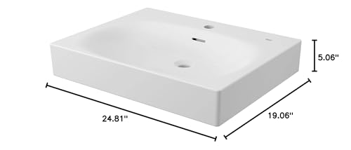 Grohe Eurocube 39656000 Wall Mount 24" Bathroom Sink, 1-hole in Grohe Alpine White