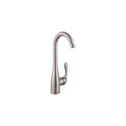 Steel Optic bar faucet with curved spout and single side lever handle.