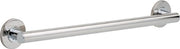 Chrome grab bar with circular end caps mounted horizontally on white background.