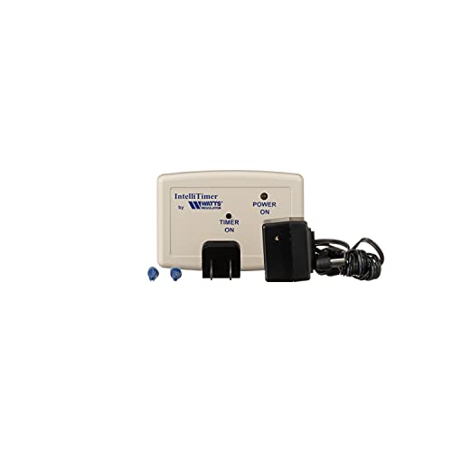 Intelli Timer remote control unit with power button, black attachment pieces, blue connectors, and power cord.
